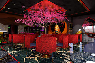 redesign 3d luxury restaurant, bar interior,ambient lightning,coffee shop render