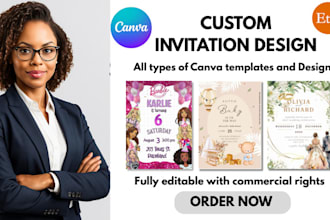 create custom canva templates, wedding invitation, birthday cards for etsy store
