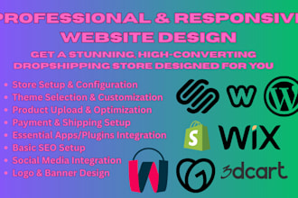 ecwid shopify bigcartel ekm wix godaddy squarespace website dropshipping design