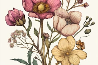 draw botanical illustrations of flowers, fruits and plants