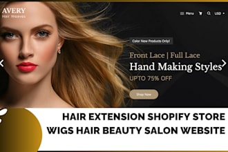design hair extension shopify store wigs hair website hair beauty salon website