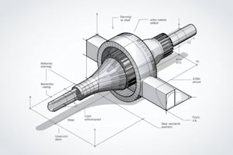 do 2d drawings, technical drawing technical illustration vector line drawing