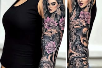 create unique custom tattoo design, tattoo sleeve