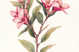 draw botanical illustrations of flowers, plants, line art