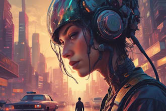 draw cyberpunk scribble art of your portrait