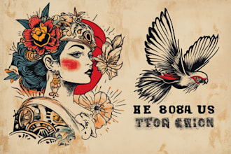create awesome old school tattoo style design