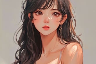 draw an anime character illustration for commercial use