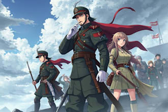 draw history and military anime, fan arts, and original characters