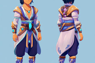 create 2d character and background illustration