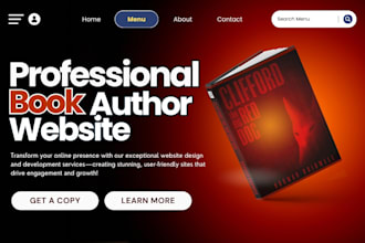 design ebook website, author website, book author website, ebook landing page