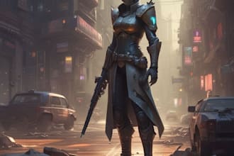 design futuristic robot cyberpunk concept art