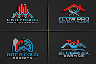 do plumbing hvac real estate and construction logo design