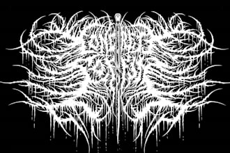 draw a detailed, brutal metal band logo