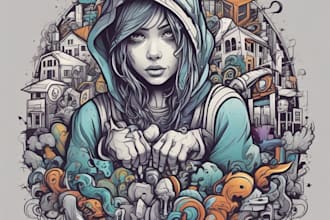 paint real graffiti art on the street wall