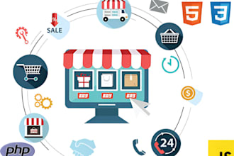 develop a responsive ecommerce website using HTML, CSS, js, and PHP