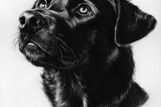do charcoal portrait of your pet