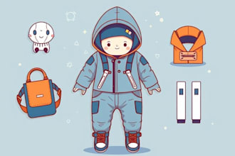 design baby wear fashion illustration with tech pack