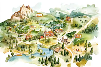 create a custom watercolor illustration of venue wedding map invitation