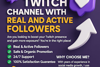 grow your twitch channel with real and active followers