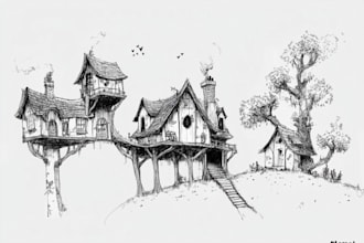 draw architectural sketches of buildings and houses