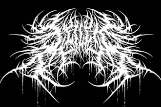 custom death metal, metalcore, deathcore logo with texture and chrome effect