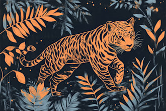 illustrate botanical and animal linocut illustration