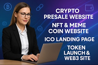 create crypto presale website, nft, ico, meme coin website crtypto token website