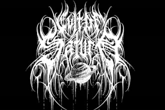 draw a detailed, brutal metal band logo