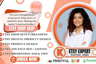 setup etsy digital product shop, design digital products, seo listing, etsy shop