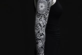 create sleeve tattoo design in geometric style
