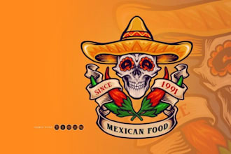 create professional skull mascot and t shirt logo design