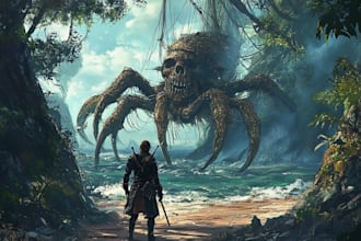 create fantasy environment concept art for game, digital landscapes