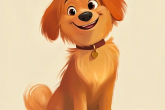 do your a cute cartoon portrait of your pet dog