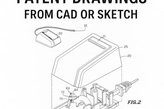 create uspto compliant utility and design patent drawings from cad or sketch