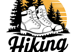 create a vintage hiking shoes business logo design