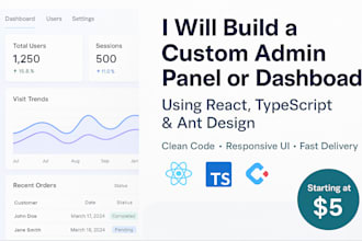 build a admin panel or dashboard in react and ant design