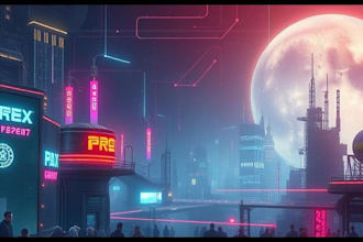 draw a cyberpunk sci fi background art illustration