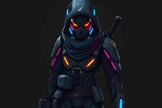 do character design concept art for sci fi, cyberpunk