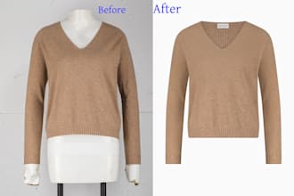 do ghost mannequin, neck joint,flat lay and clothing edit
