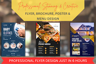 design a professional flyer, brochure, menu or poster graphic for your business