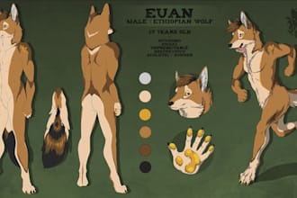 draw furry fursona ref sheet, fursuit, anthro nsfw sfw character art
