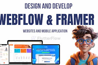 develop and design framer or webflow website using figma