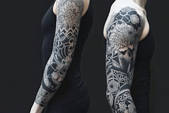 create sleeve tattoo design in geometric style