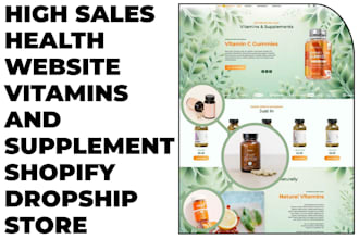 design health website or vitamins and supplement shopify dropshipping store