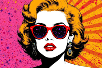 draw a retro pop art portrait in roy lichtenstein style