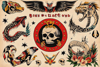 create awesome old school tattoo style design