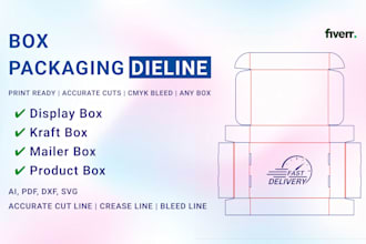 create box packaging dieline, die cut and cutline design