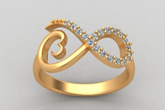 retouch 3d fashionable ring render, cad jewelry set, bracelet,pendant stl render