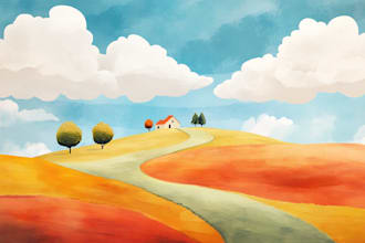 draw vector illustration for landscape, objects