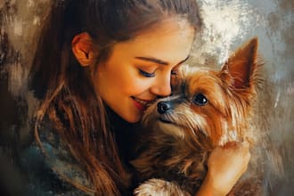 do digital oil painting art portrait, pets, family photo